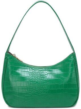 Women's Crocodile Green Zipper Tote Handbag Mini Shoulder Imported Clutch Purses